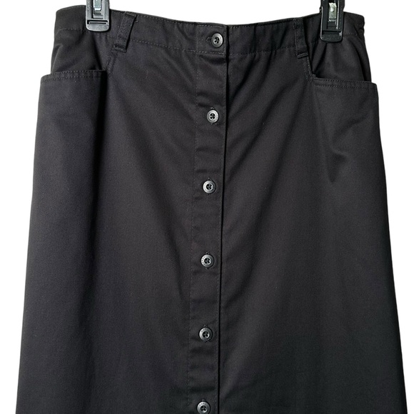 Karen Scott Sport Size 12 Maxi Skirt Button Front Modest Black Longline - Picture 8 of 8
